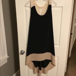 Black and Tan high-low Sleeve-less Dress